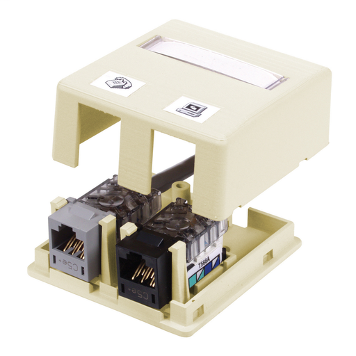 Product image for Hubbell Wiring Devices ISB2EI 2-Port Ivory High Impact Resistant Flame Retardant Polymer Surface Mount Box