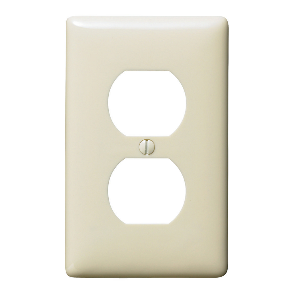 Product image for Hubbell NP8AL 1-Gang Almond Nylon Standard 1-Duplex Receptacle Wallplate
