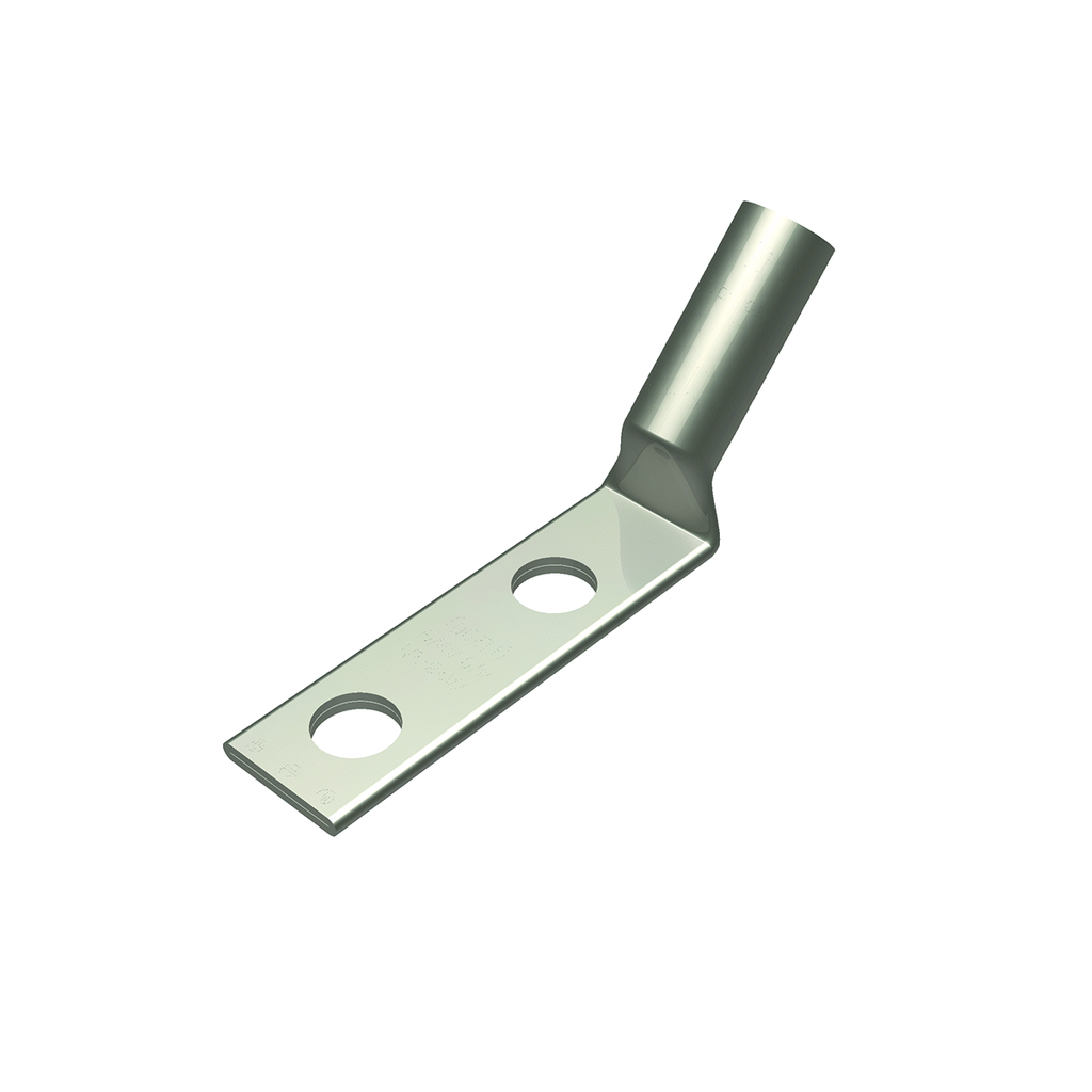 Product image for Burndy YA282N45 Copper Compression Lug, 2 Hole w/o Inspection Window, 4/0 AWG, 1/2" Stud, Long Barrel, Tin Plated
