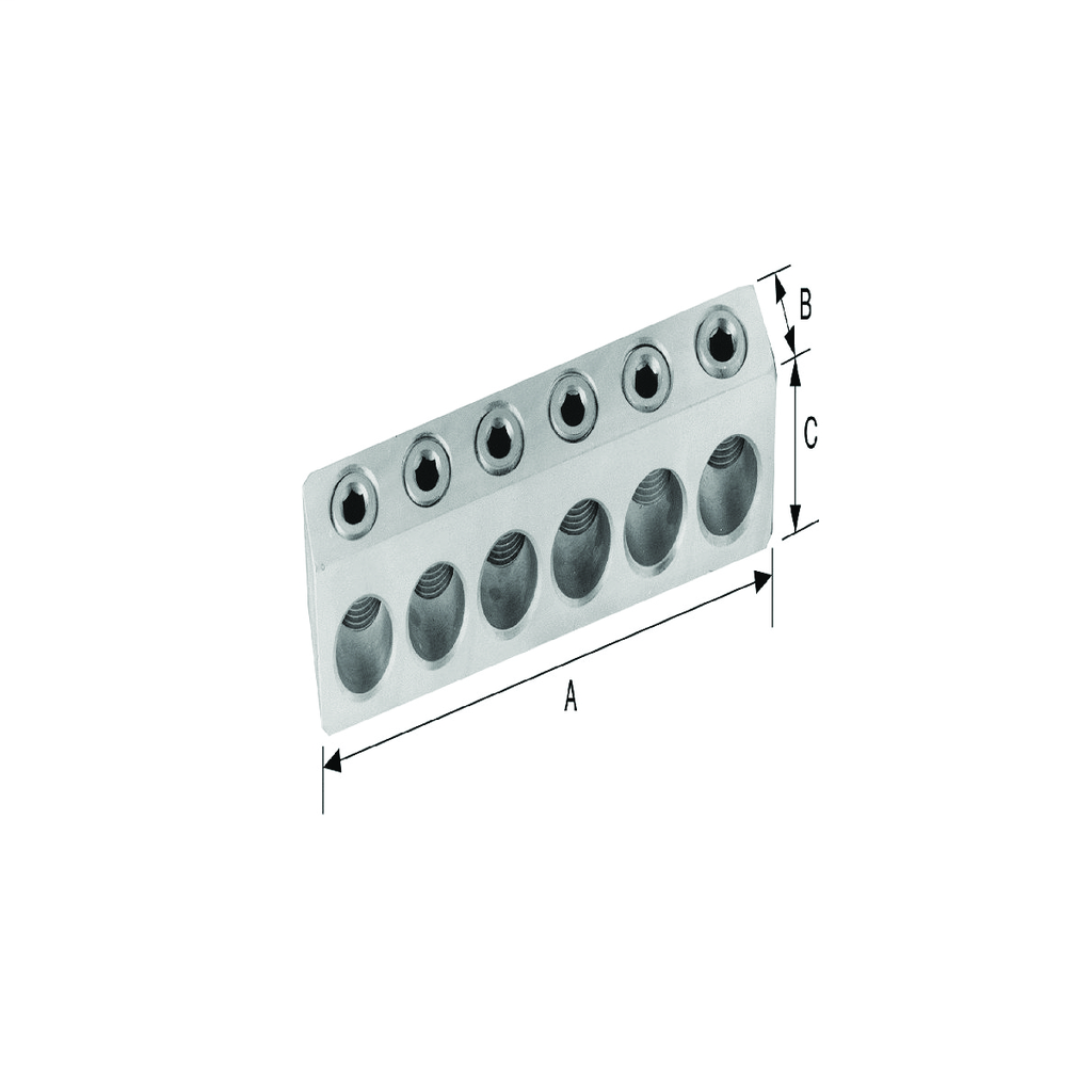 Product image for Burndy BPD6500 Al Alloy 6061-T6 Power Distribution Block, 6 Conductors, #2 AWG - 500 kcmil Al/Cu, 600 V