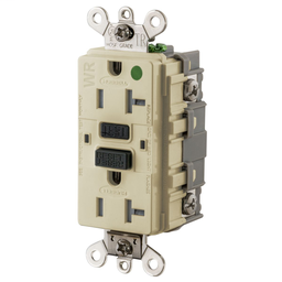 Hubbell GF8300SGI 20A, 125V Industrial Hospital Grade, Tamper-Resistant, Weather-Resistant, Ground Fault Receptacle, Ivory