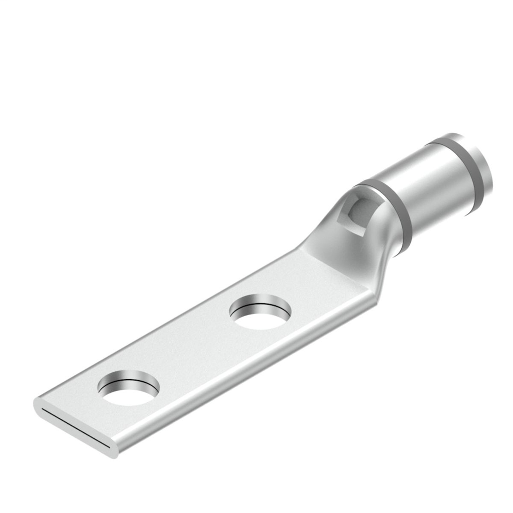 Product image for Burndy YAV4CL2TC14FX Copper Compression Lug, 2 Hole w/ Inspection Window, 4 Flex, 1/4" Stud, 5/8" Stud Hole Spacing, Short Barrel, Tin Plated
