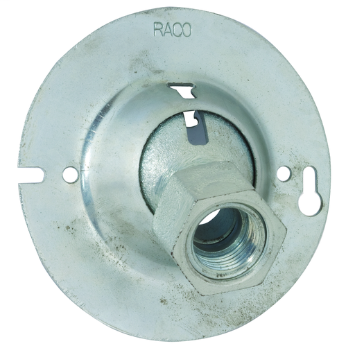 Product image for RACO 895 4 Inch Pre-Galvanized Steel Round Swivel Fixture Ceiling Box Cover