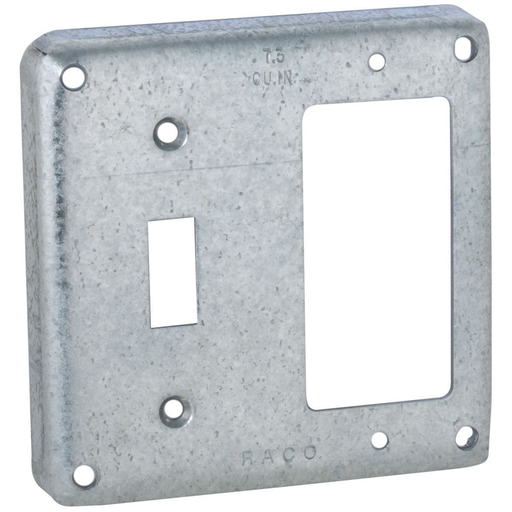 Product image for Raco 814 4" Square Exposed Work Cover, 1 Toggle & 1 GFCI
