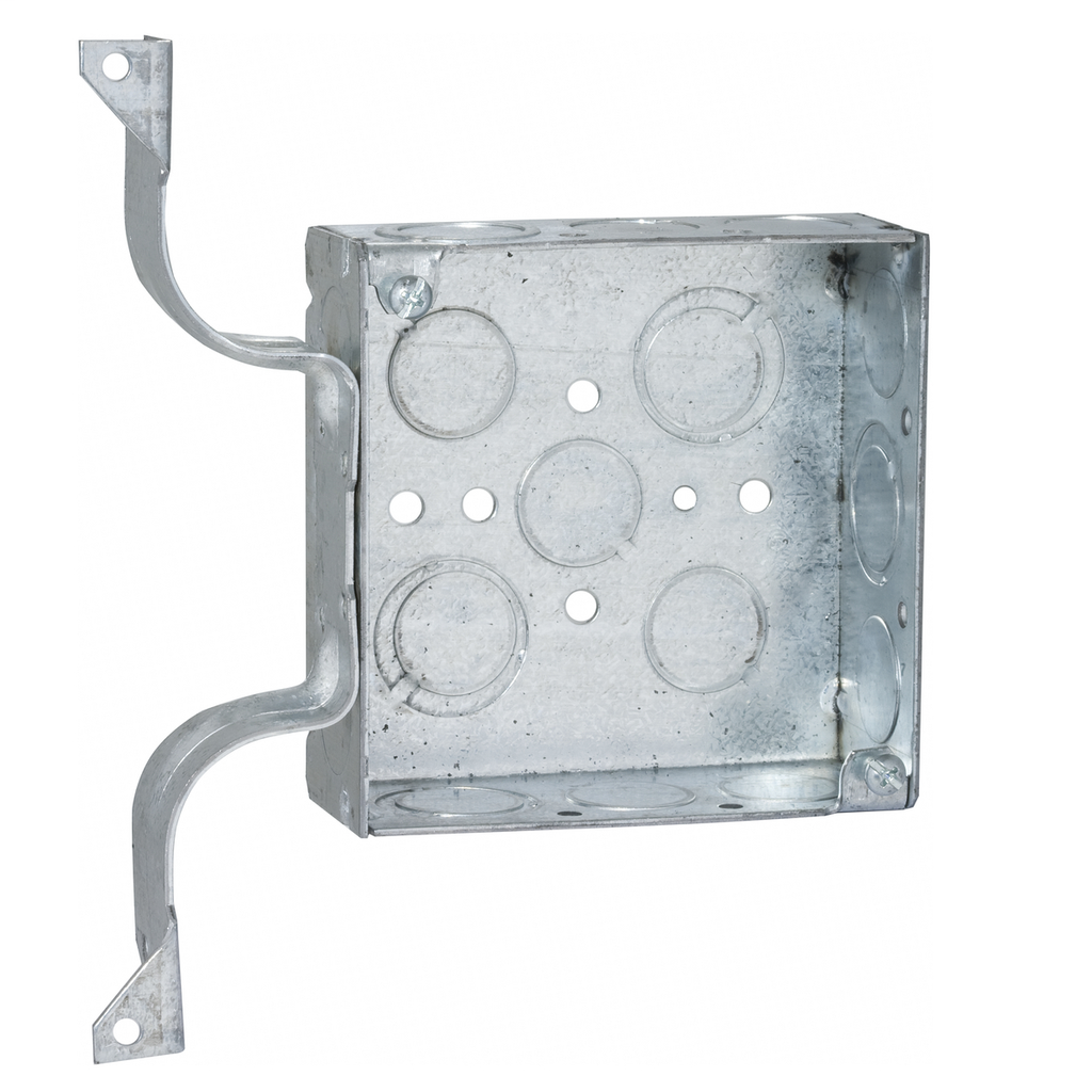 RACO 208 4 x 4 x 1-1/2 Inch 21 In Pre-Galvanized Steel W Bracket Flush/Ceiling/Wall Mount Welded Square Box RACO 208 4 x 4 x 1-1/2 Inch 21 In Pre-Galvanized Steel W Bracket Flush/Ceiling/Wall Mount Welded Square Box