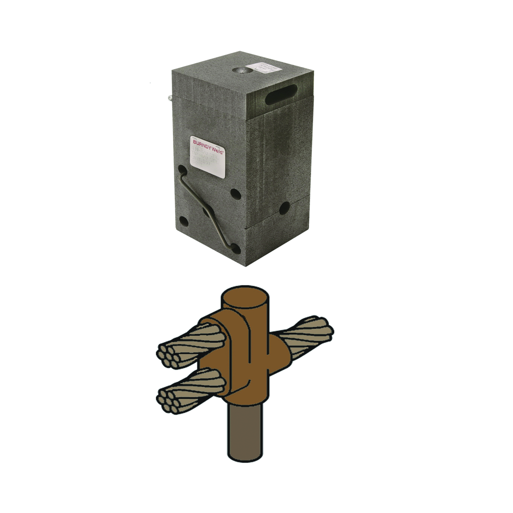 Product image for Burndy B2566 Mold, Horizontal Run & Tap Cables through Top of Ground Rod, 4/0 AWG, 250 Weld Metal, 3/4" Ground Rod