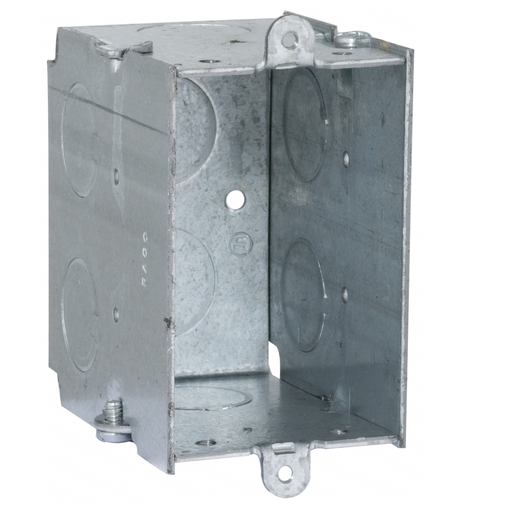 Product image for RACO 561 2 x 3 x 2-3/4 Inch 14 In. Pre-Galvanized Steel Plaster Ear Mount Gangable Switch Box