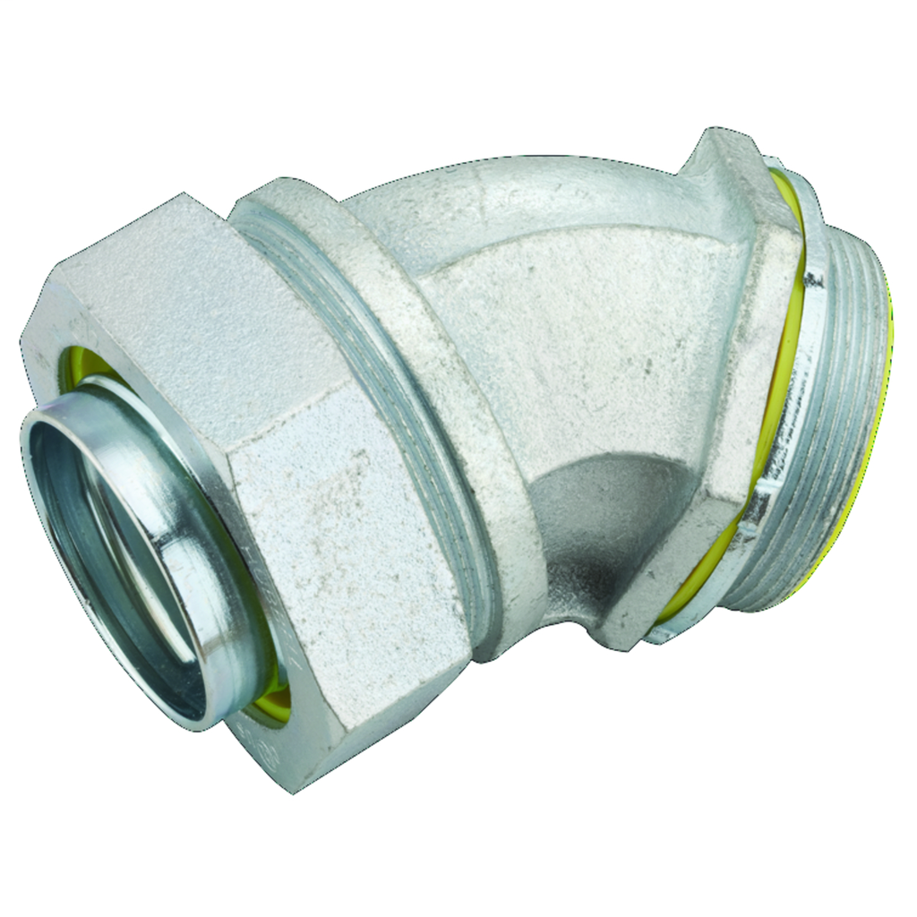 RACO 3568 2 Inch Zinc Electroplated Malleable Iron Insulated Throat 45 Degrees Liquidtight Conduit Connector RACO 3568 2 Inch Zinc Electroplated Malleable Iron Insulated Throat 45 Degrees Liquidtight Conduit Connector