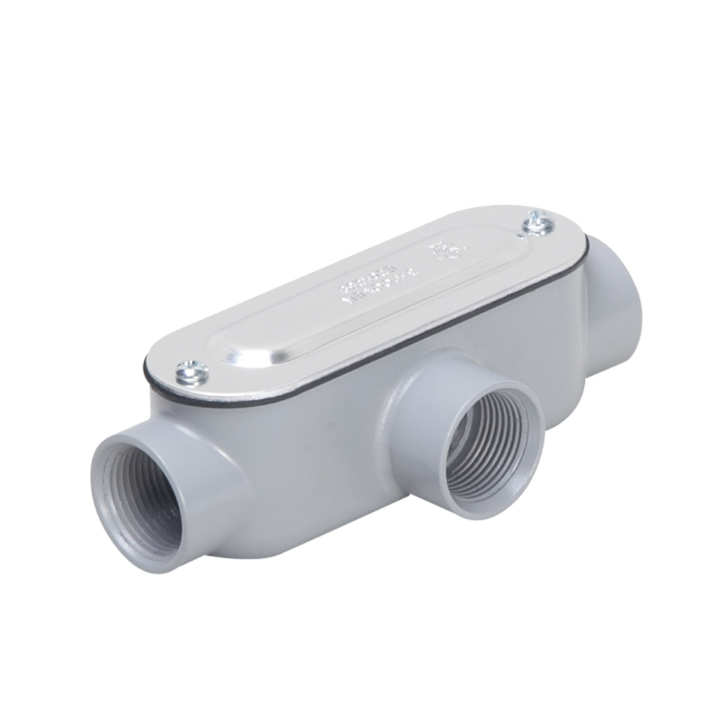 TayMac Corp RLT075 3/4" Die-Cast Aluminum Type T Rigid/IMC Conduit Body and Cover with Gasket TayMac Corp RLT075 3/4" Die-Cast Aluminum Type T Rigid/IMC Conduit Body and Cover with Gasket