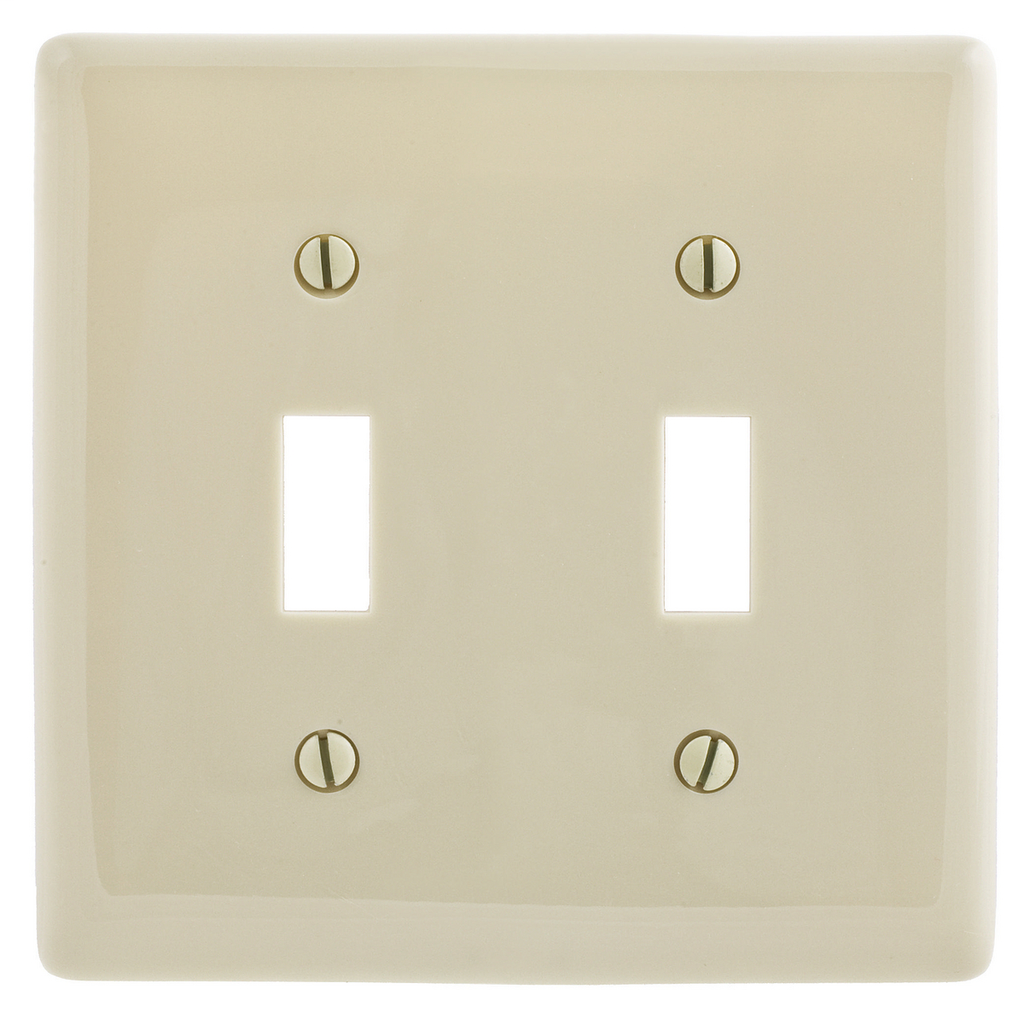 Product image for Hubbell NP2AL 2-Gang Almond 2-Toggle Wall Plate