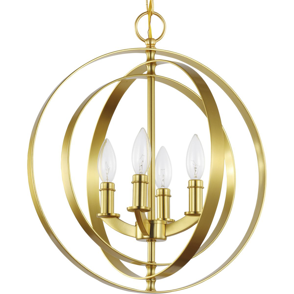 Product image for Progress P3827-12 Equinox Collection Satin Brass Four-Light Sphere Pendant