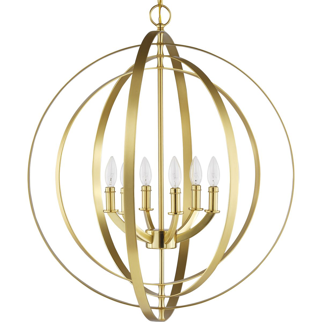 Equinox Collection Satin Brass Six-Light Sphere Pendant