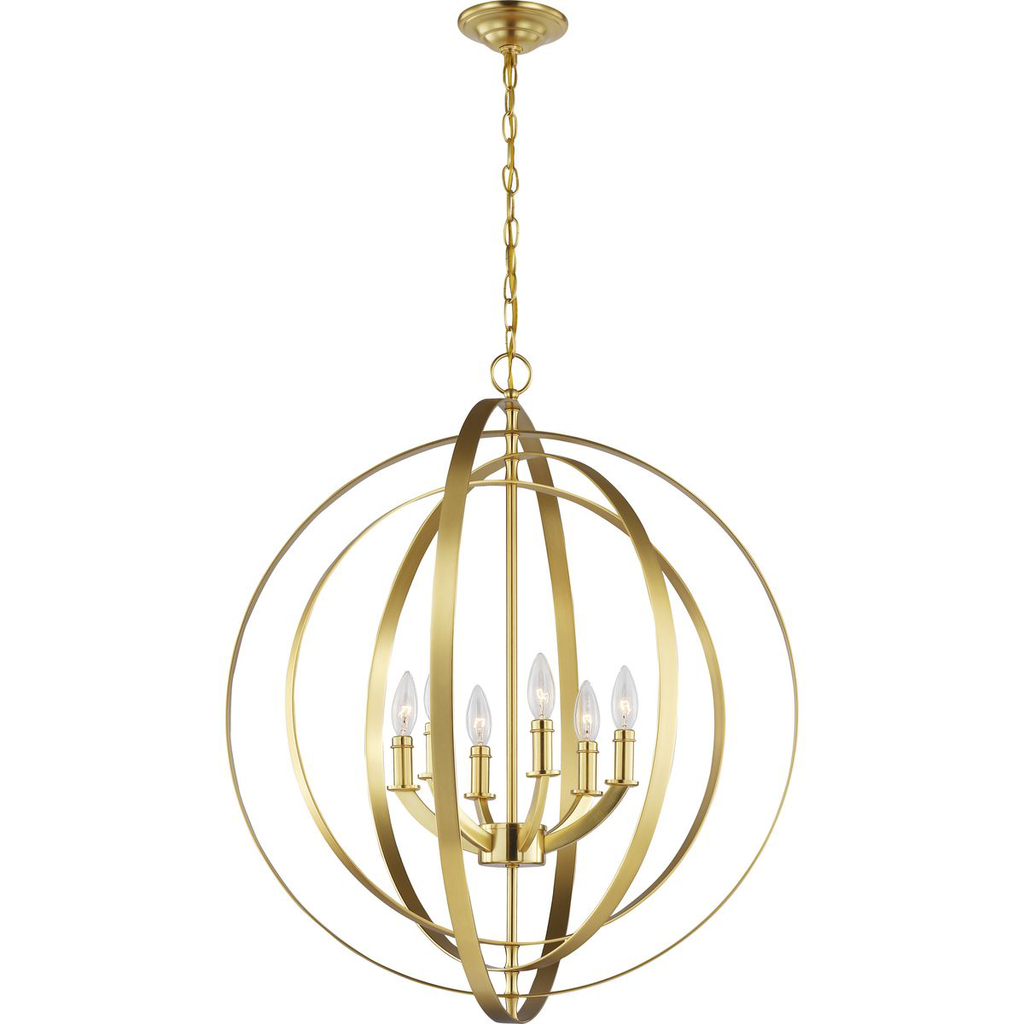 Equinox Collection Satin Brass Six-Light Sphere Pendant