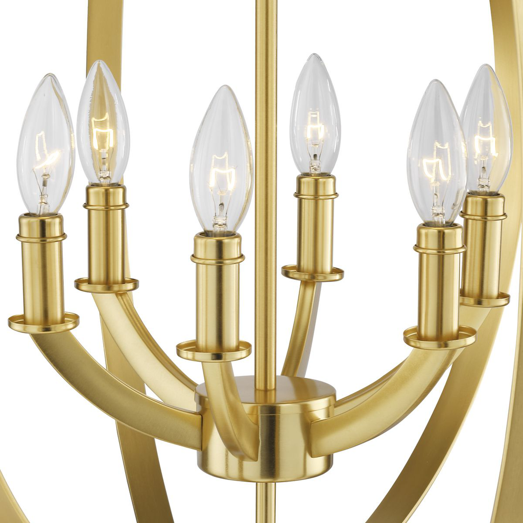 Equinox Collection Satin Brass Six-Light Sphere Pendant