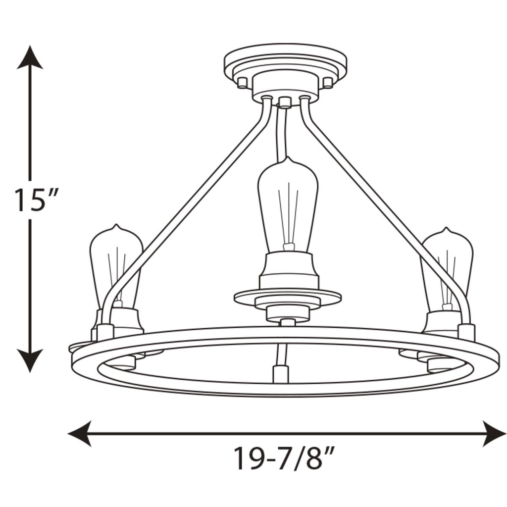 Debut Collection Three-Light Semi-Flush Convertible