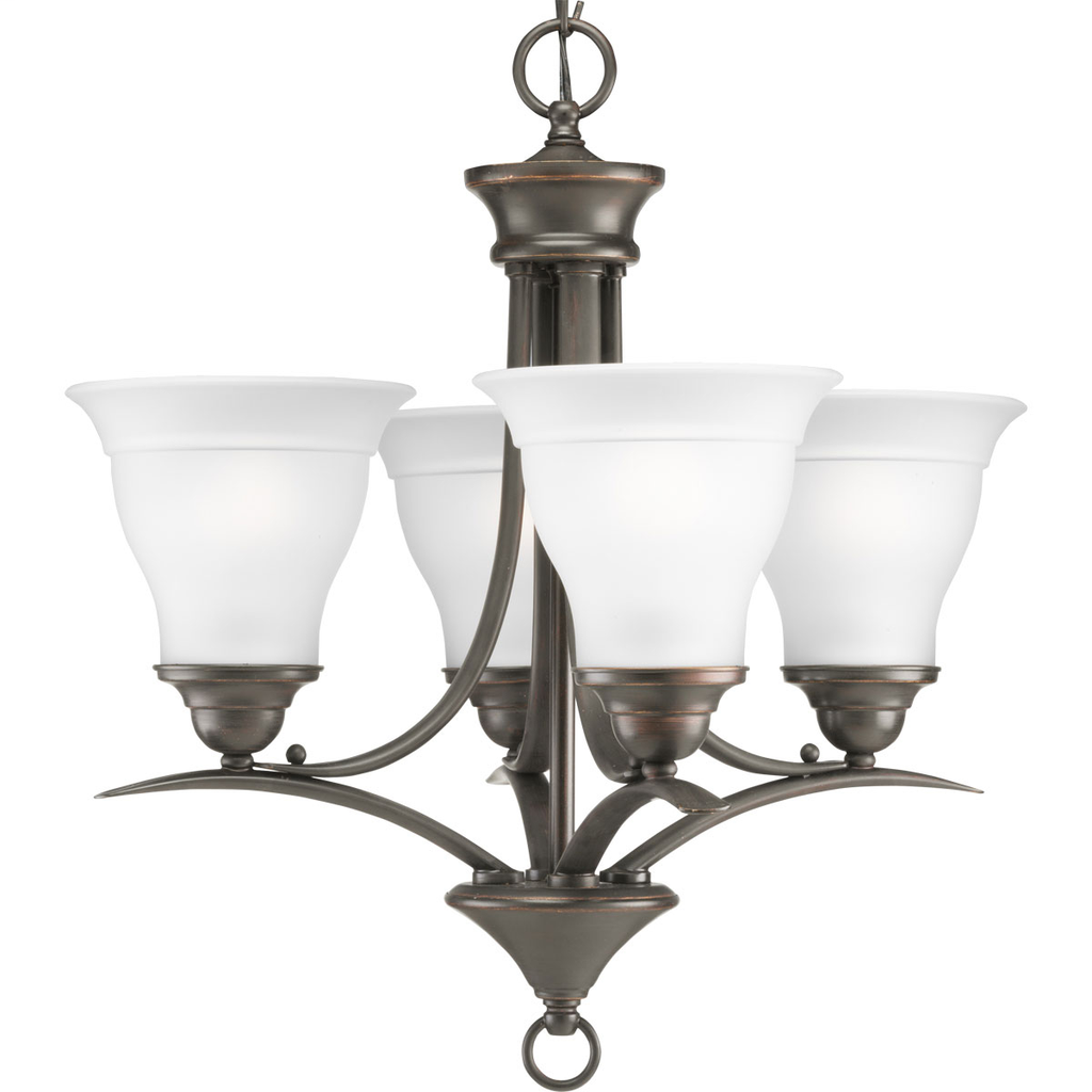 Product image for Progress P4326-20 Trinity Collection Four-Light Antique Bronze Etched Glass Traditional Chandelier Light