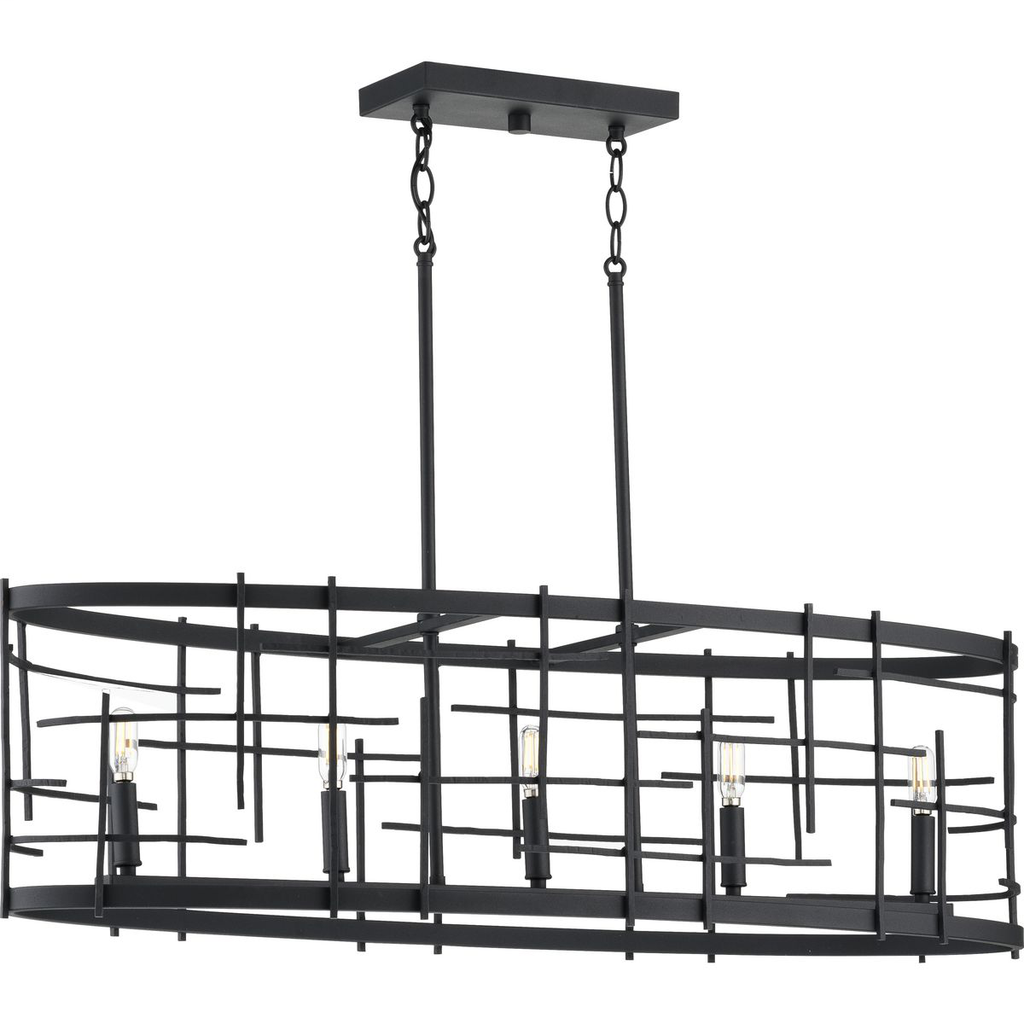 Product image for Progress P400215-031 Torres Collection Five-Light Textured Black Modern Chandelier Light