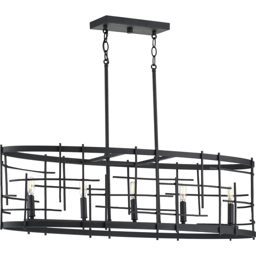 Product image for Progress P400215-031 Torres Collection Five-Light Textured Black Modern Chandelier Light
