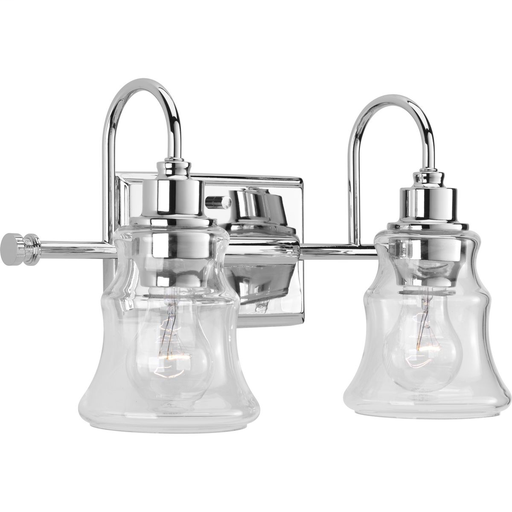 Product image for Progress P300138-015 Litchfield Collection Two-Light Polished Chrome Clear Glass Coastal Bath Vanity Light