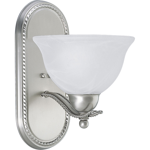 Product image for Progress P3266-09 Avalon Collection One-Light Brushed Nickel Alabaster Glass Traditional Bath Vanity Light