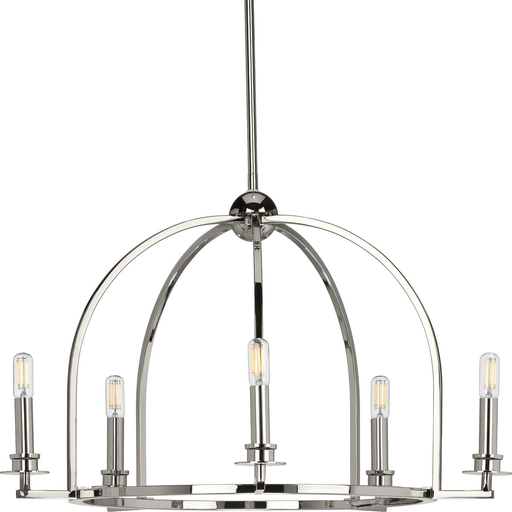 Product image for Progress P400115-104 Seneca Collection Five-Light Polished Nickel Farmhouse Chandelier Light