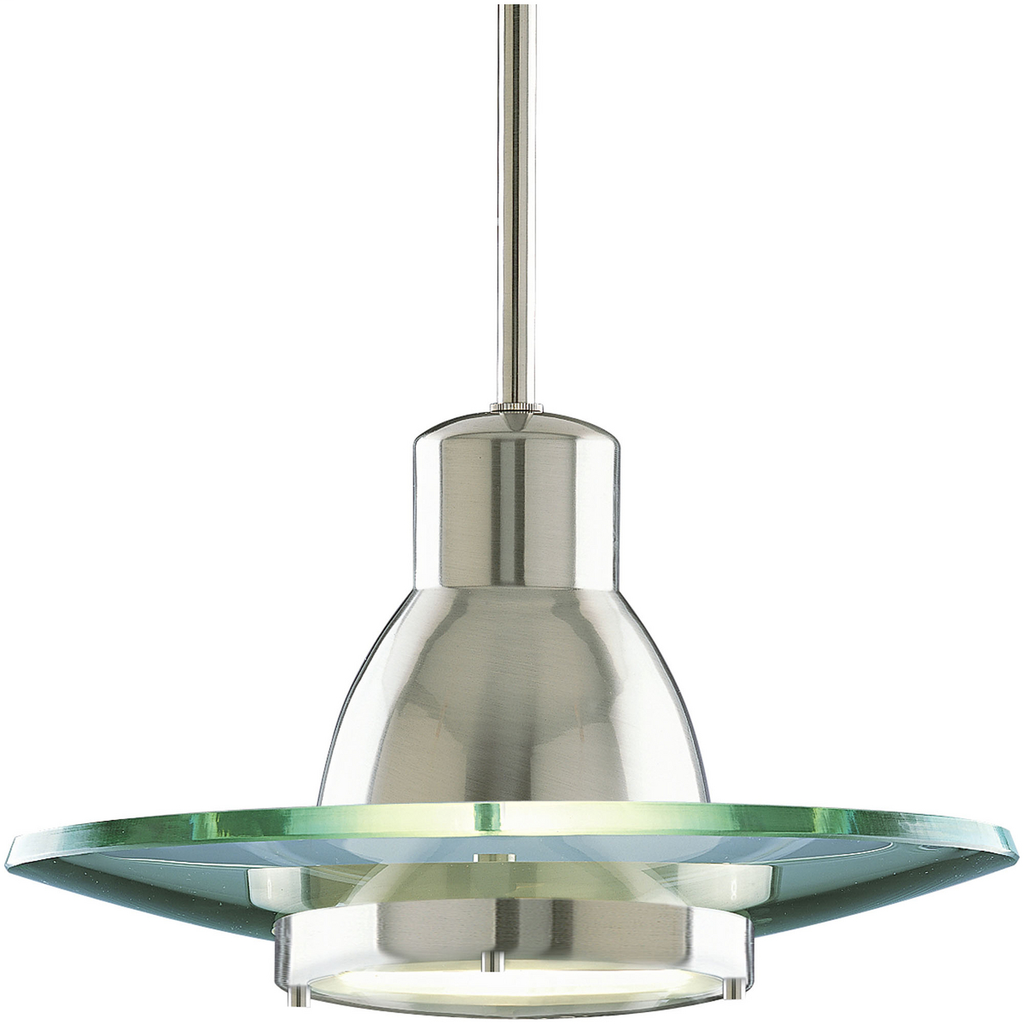 Product image for Progress P5003-09 Modern Pendant One-Light Brushed Nickel Clear Glass Mini-Pendant Light