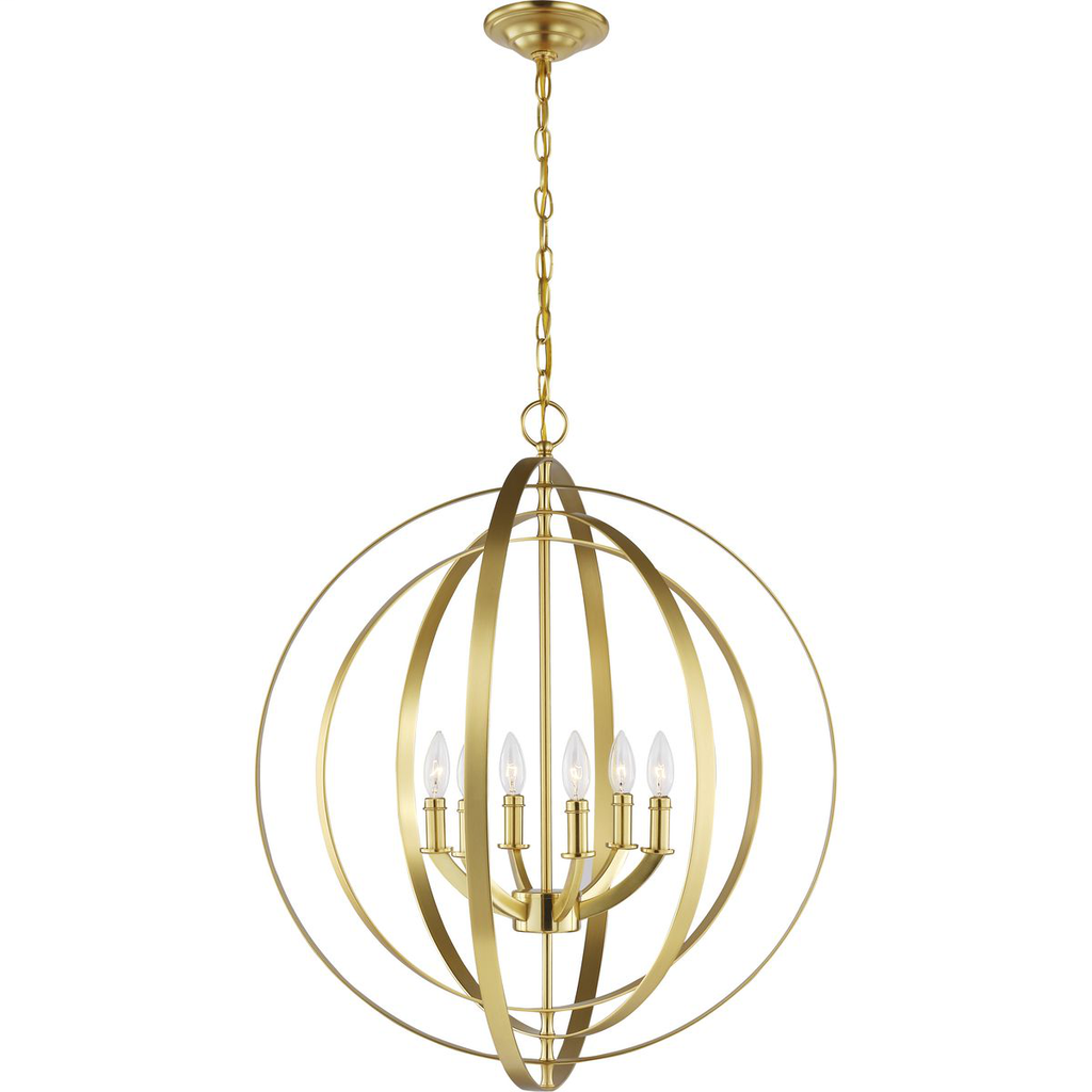 Equinox Collection Satin Brass Six-Light Sphere Pendant