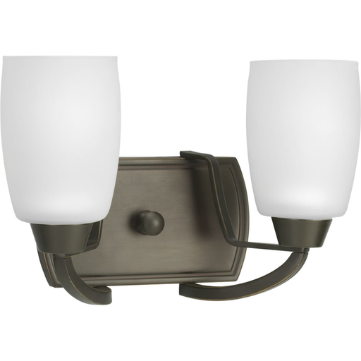 Product image for Progress P2795-20 Wisten Collection Two-Light Antique Bronze Etched Glass Modern Bath Vanity Light