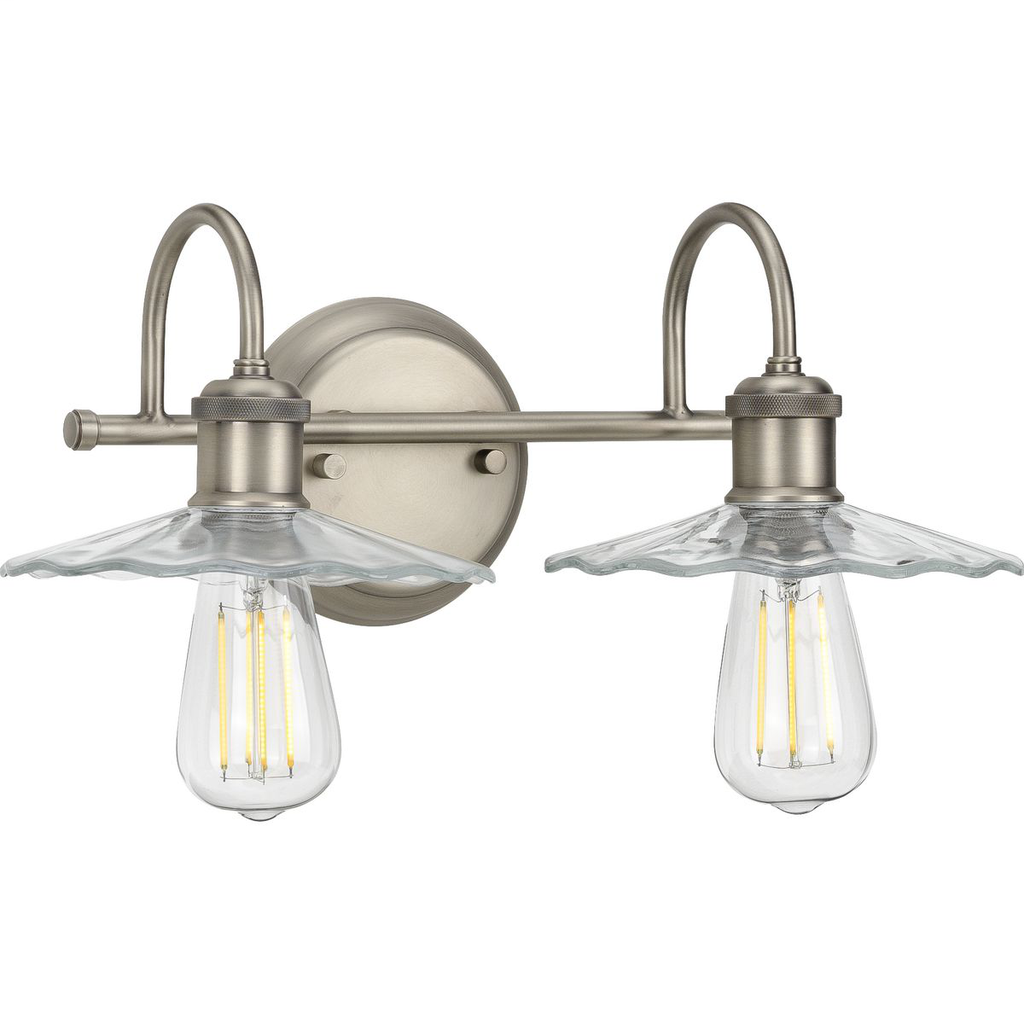 Product image for Progress P300287-081 Fayette Collection Two-Light Antique Nickel Clear Glass Farmhouse Bath Vanity Light