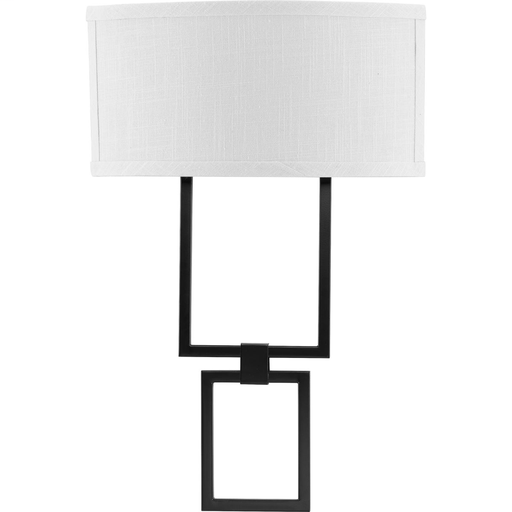 Product image for Progress P710054-031-30 LED Shaded Sconce Collection Black One-Light Square Wall Sconce