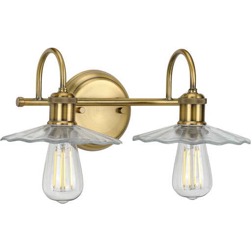 Product image for Progress P300287-163 Fayette Collection Two-Light Vintage Brass Clear Glass Farmhouse Bath Vanity Light