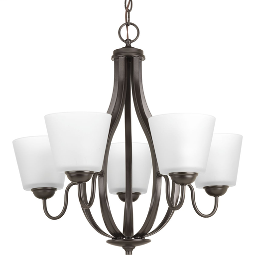 Product image for Progress P4746-20 Arden Collection Five-Light Antique Bronze Etched Glass Farmhouse Chandelier Light