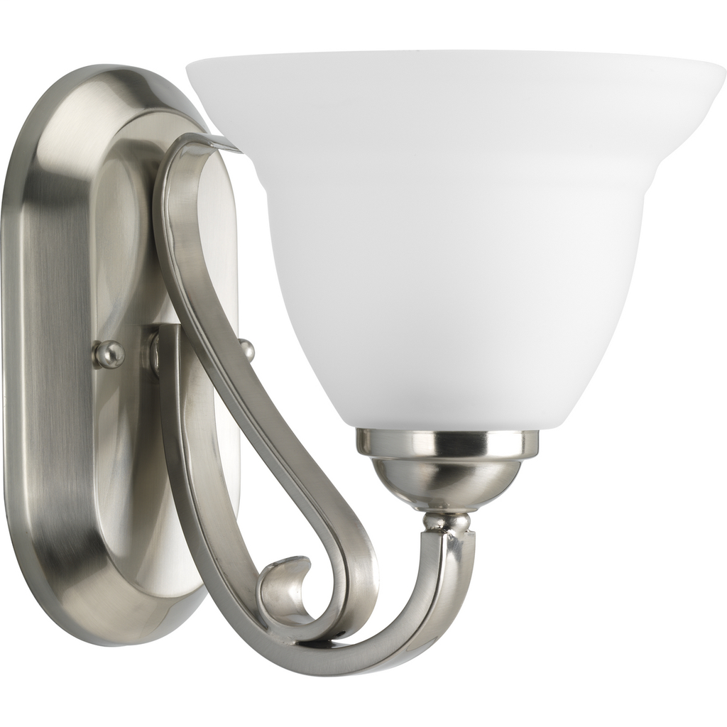 Product image for Progress P2881-09 Torino Collection One-Light Brushed Nickel Etched Glass Transitional Bath Vanity Light