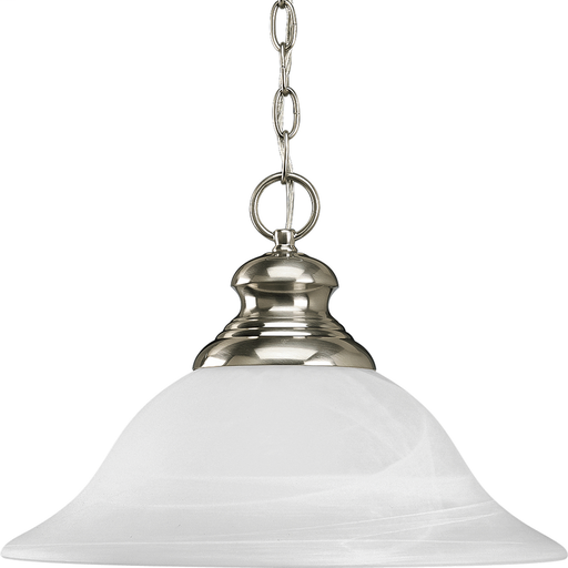Product image for Progress P5090-09 Bedford Collection One-Light Brushed Nickel Etched Alabaster Glass Traditional Pendant Light