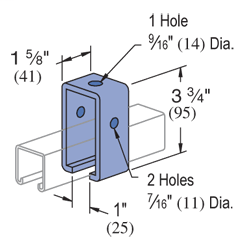 Product image for Unistrut P1834-EG 3-3/4" x 1/4" x 1-5/8" Channel Trolley Support, Steel, Electrogalvanized