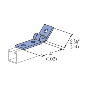 Product image for Unistrut P1354A-EG 6-3/16" x 7/8" x 1-5/8" Adjustable 3-Hole Hinge, Steel, Electrogalvanized