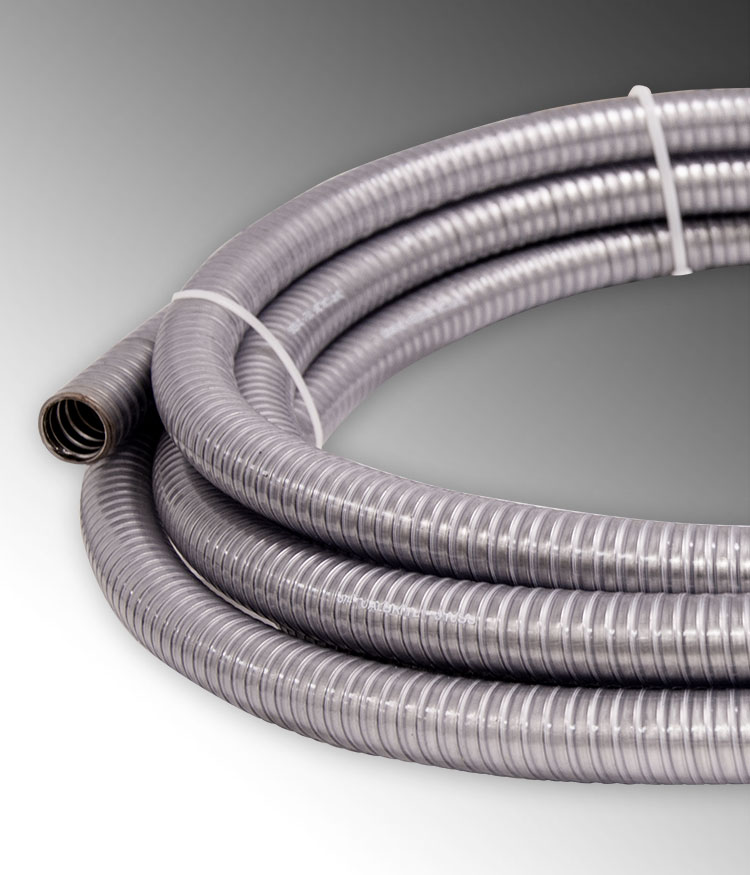 Product image for Calpipe S40500CTCC 1/2" Stainless Steel Clear Coated Flex Conduit