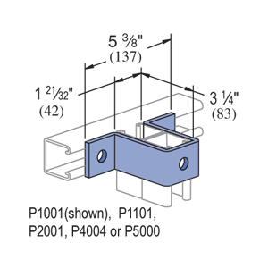 Product image for Unistrut P1737-EG 5-3/8" x 3-1/2" x 1-5/8" 3-Hole "U" Shape Fitting, Steel, Electrogalvanized
