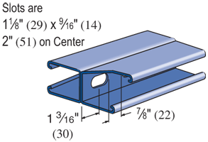 Product image for Unistrut P5501T-20PG 1-5/8" x 4 7/8" x 20' Back-to Back Slotted Strut Channel, 12 Gauge, Steel, Pre-Galvanized