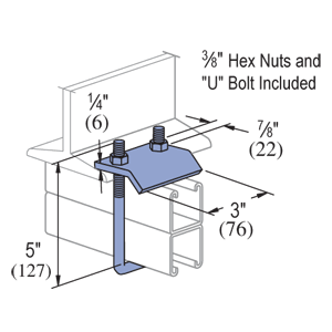Product image for Unistrut P2786-HG 3" x 5-3/8" x 2-1/4" U-Bolt Beam Clamp, Steel, Hot-Dip Galvanized