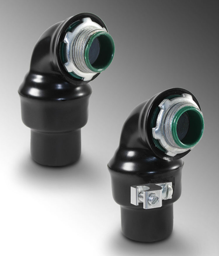 Product image for Calpipe PV0500LT5090 1/2" 90. PVC Coated Galvanized Rigid Liquidtight Connector