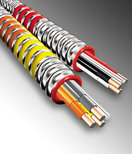 Product image for AFC 2716-40-00 8-3 Stranded (Black,Red, White) AC-LITE® Plain Interlocked Aluminum Armor, Type AC, 200ft Coil