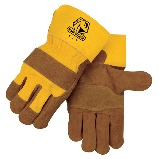 SIDE SPLIT COWHIDE PATCHED LEATHER PALM WINTER WORK GLOVES, LARGE