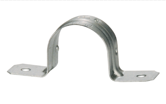 Product image for Steel Electric Products Co. 2161S 4 Inch Zinc Plated Steel 2-Hole EMT Conduit Strap