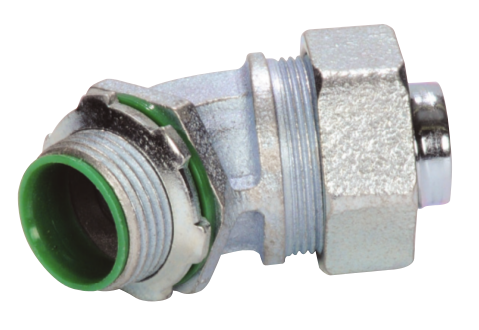 SLT25-45T - MALLEABLE IRON 45° LIQUIDTIGHT CONNECTORS, 3/8”