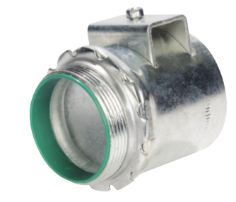 Product image for Steel Electric Products Co. DB150-IC 1-1/2 Inch Zinc Plated Steel Straight Double Saddle Flexible Conduit Connector