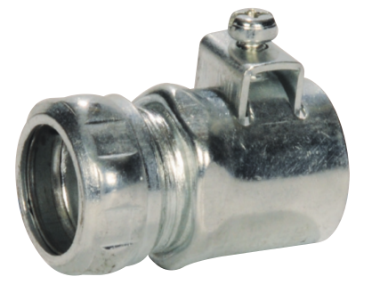Product image for SEPCO DBC-38 3/8" EMT to Flex/AC/MCI Saddle-Type Combination Coupling, Zinc Plated Tubular Steel