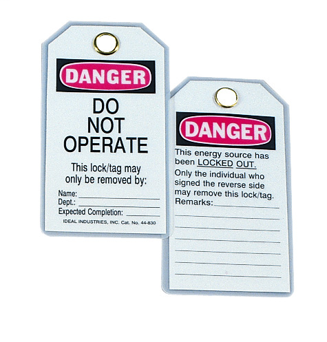 IDEAL 44-830 SAFETY LOCKOUT TAG (5 CARDS PER PACK) QTY OF 1 GETS A PACK OF 5 PRICED PER CARD IDEAL 44-830 SAFETY LOCKOUT TAG (5 CARDS PER PACK) QTY OF 1 GETS A PACK OF 5 PRICED PER CARD