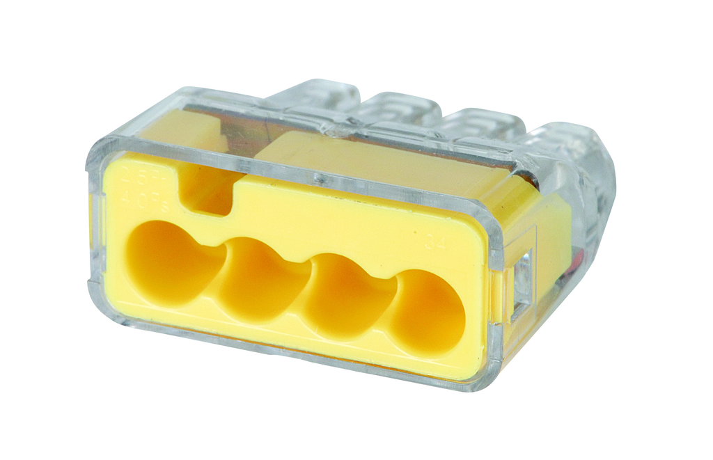 In-Sure® Push-In Wire Connector, Model 34 4-Port Yel, Box of 100