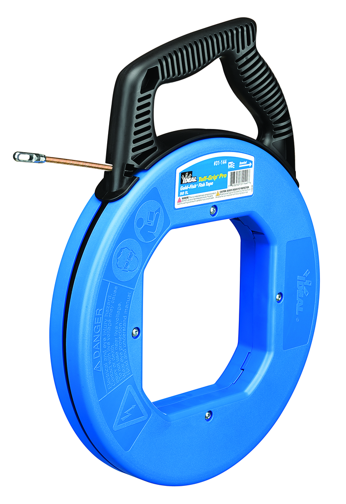 Product image for Ideal 31-144 Tuff-Grip™ Pro Gold-Fish® (Brass-Plated) Fish Tape w/ Eyelet End, 50' x 3/16"